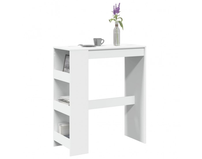 Sonata H Бар маса с рафтове, бяла, 90x40x103,5 см, инженерно дърво