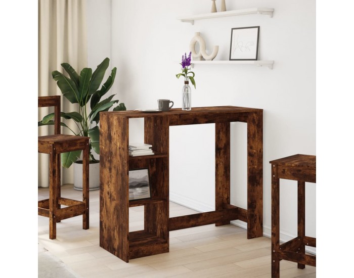 Sonata H Бар маса с рафтове опушен дъб 124x46x103,5 см инженерно дърво