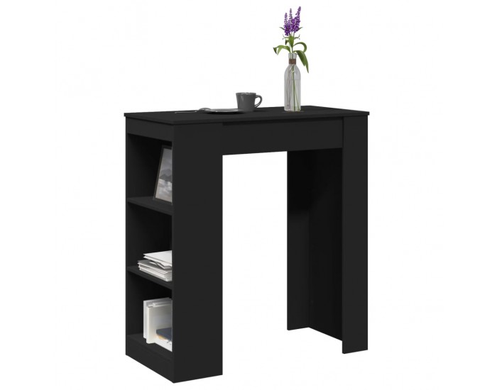 Sonata H Бар маса с рафтове, черна, 95x47x103,5 см, инженерно дърво
