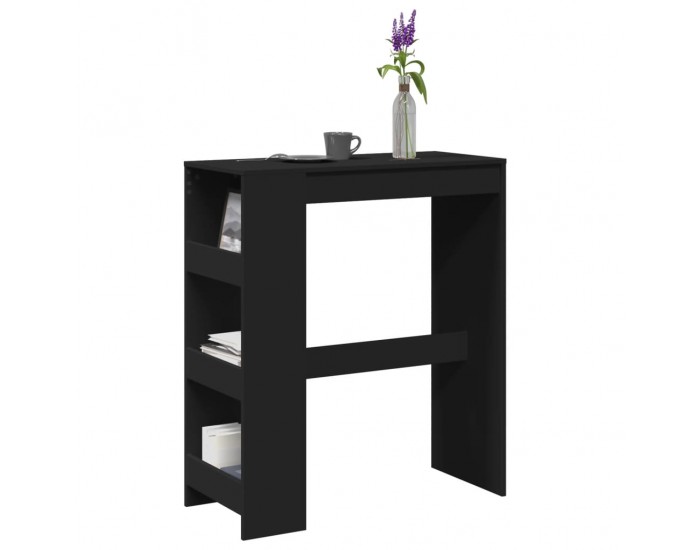 Sonata H Бар маса с рафтове, черна, 90x40x103,5 см, инженерно дърво