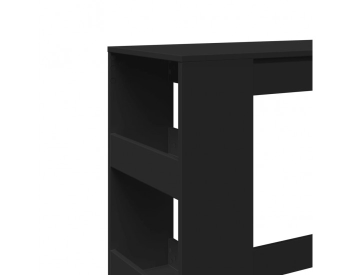 Sonata H Бар маса с рафтове, черна, 90x40x103,5 см, инженерно дърво