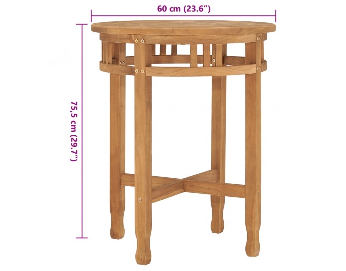 Sonata H Бистро маса, Ø60x75,5 см, тиково дърво масив