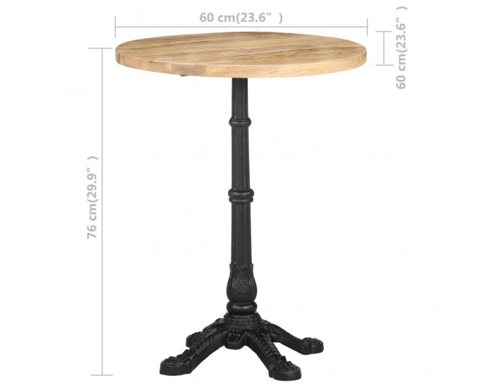 Sonata H Бистро маса, Ø60x76 см, грубо мангово дърво