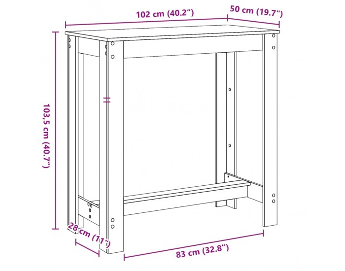 Sonata H Бар маса, дъб артизан, 102x50x103,5 см, инженерно дърво