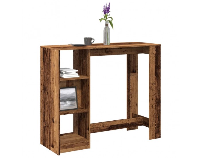 Sonata H Бар маса с рафтове старо дърво 124x46x103,5 см инженерно дърво