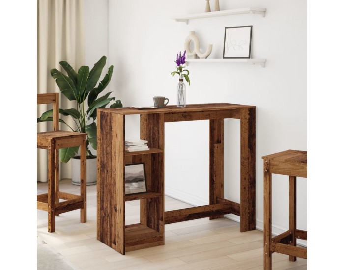 Sonata H Бар маса с рафтове старо дърво 124x46x103,5 см инженерно дърво