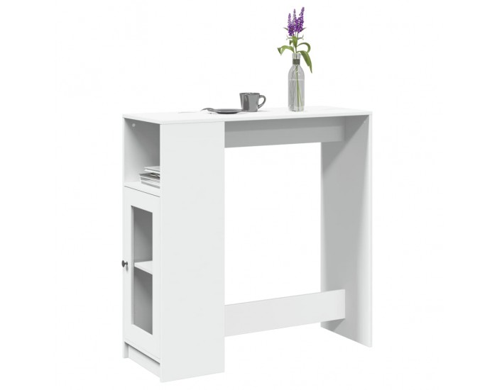 Sonata H Бар маса с рафтове, бяла, 101x40x103,5 см, инженерно дърво