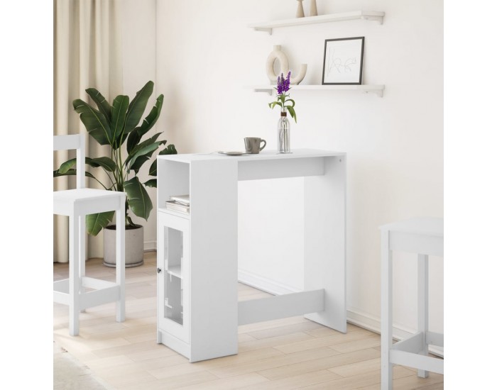 Sonata H Бар маса с рафтове, бяла, 101x40x103,5 см, инженерно дърво