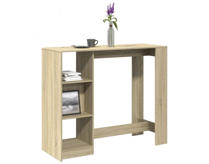 Sonata H Бар маса с рафт, сонома дъб, 124x46x103,5 см, инженерно дърво