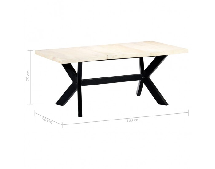 Sonata H Трапезна маса, бяла, 180x90x75 cм, мангово дърво масив