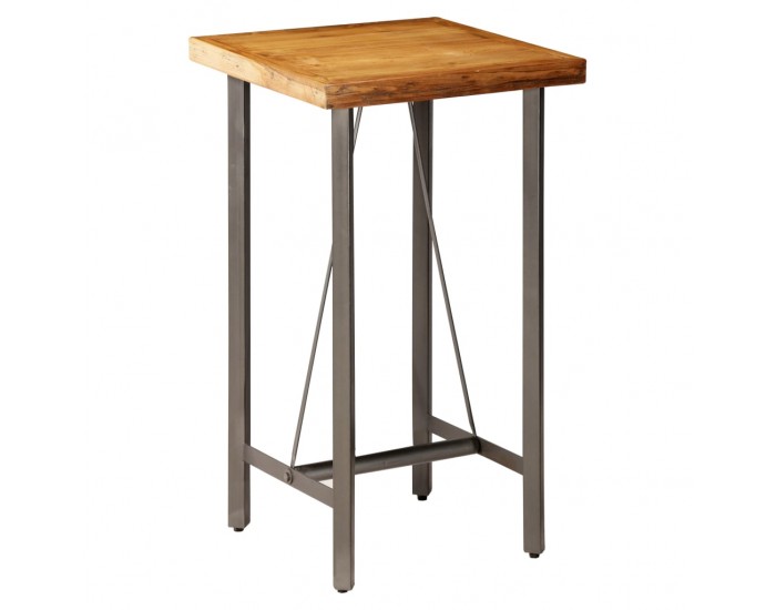 Sonata H Бар маса, регенерирано тиково дърво масив, 60x60x107 см