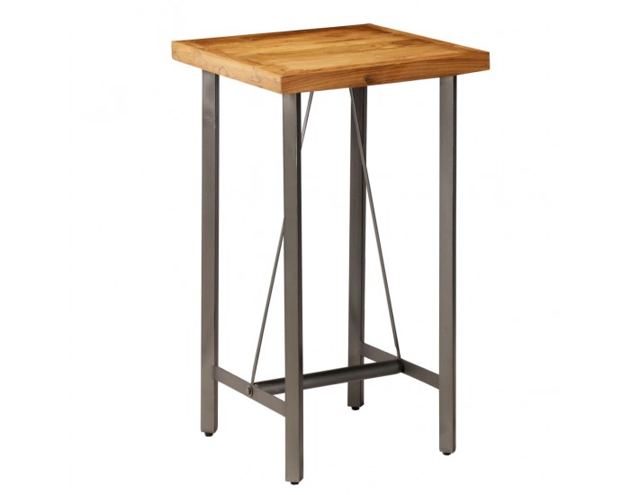 Sonata H Бар маса, регенерирано тиково дърво масив, 60x60x107 см