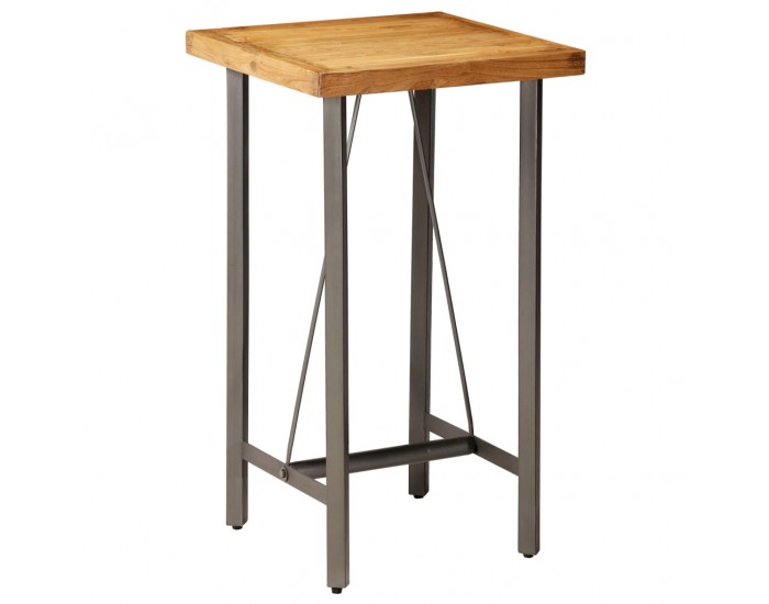 Sonata H Бар маса, регенерирано тиково дърво масив, 60x60x107 см