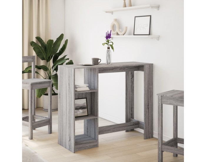 Sonata H Бар маса с рафтове сив сонома 124x46x103,5 см инженерно дърво