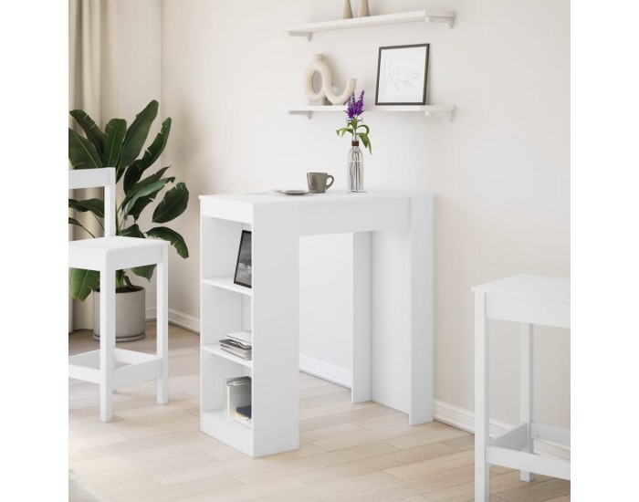 Sonata H Бар маса с рафтове, бяла, 95x47x103,5 см, инженерно дърво