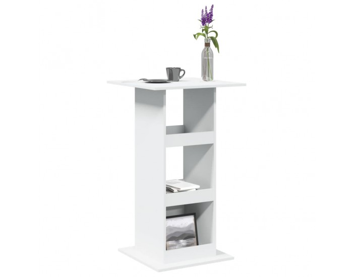 Sonata H Бар маса с рафт, бяла, 60x60x102 см, инженерно дърво