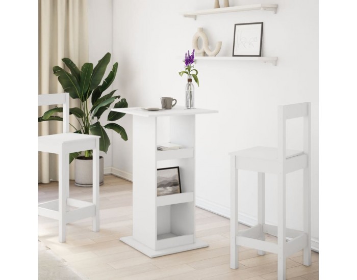 Sonata H Бар маса с рафт, бяла, 60x60x102 см, инженерно дърво