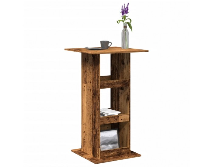 Sonata H Бар маса с рафт, старо дърво, 60x60x102 см, инженерно дърво