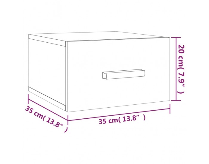 Sonata H Нощно шкафче за стенен монтаж, опушен дъб, 35x35x20 см