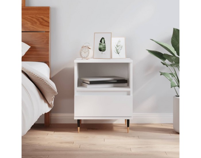 Sonata H Нощно шкафче, бяло, 40x35x50 см, инженерно дърво