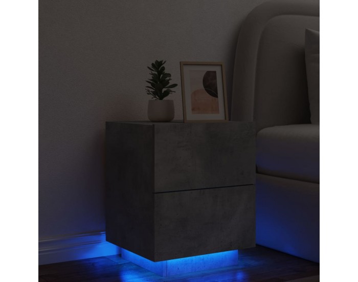Sonata H Нощно шкафче с LED осветление, бетонно сив, инженерно дърво