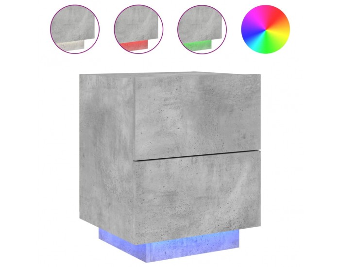 Sonata H Нощно шкафче с LED осветление, бетонно сив, инженерно дърво