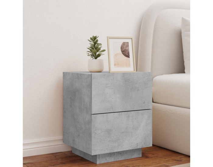 Sonata H Нощно шкафче с LED осветление, бетонно сив, инженерно дърво