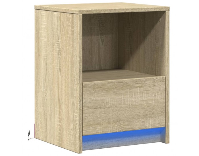 Sonata H Нощно шкафче с LED осветление, дъб сонома, инженерно дърво