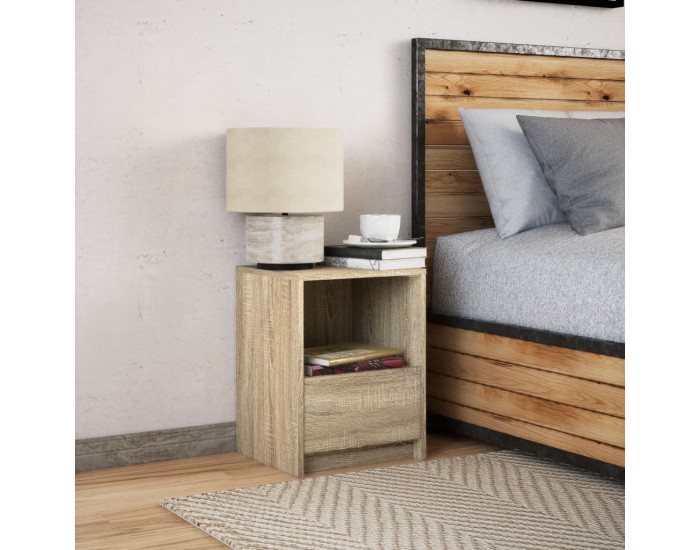 Sonata H Нощно шкафче с LED осветление, дъб сонома, инженерно дърво