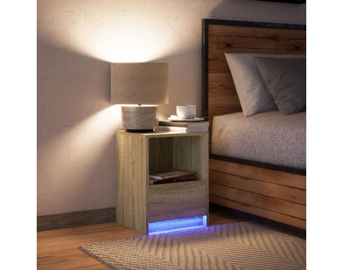 Sonata H Нощно шкафче с LED осветление, дъб сонома, инженерно дърво