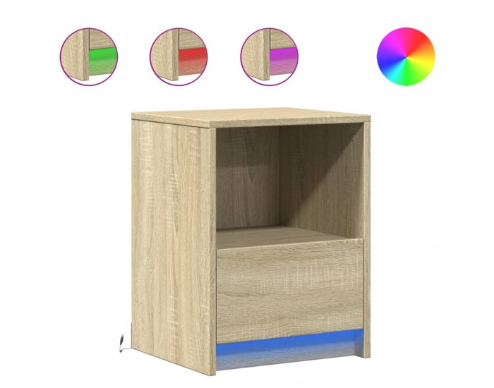 Sonata H Нощно шкафче с LED осветление, дъб сонома, инженерно дърво