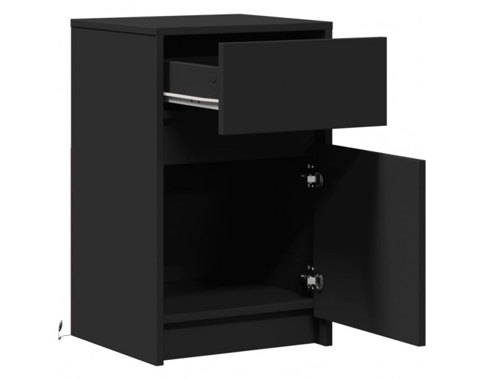 Sonata H Нощно шкафче с LED осветление, черно, инженерно дърво