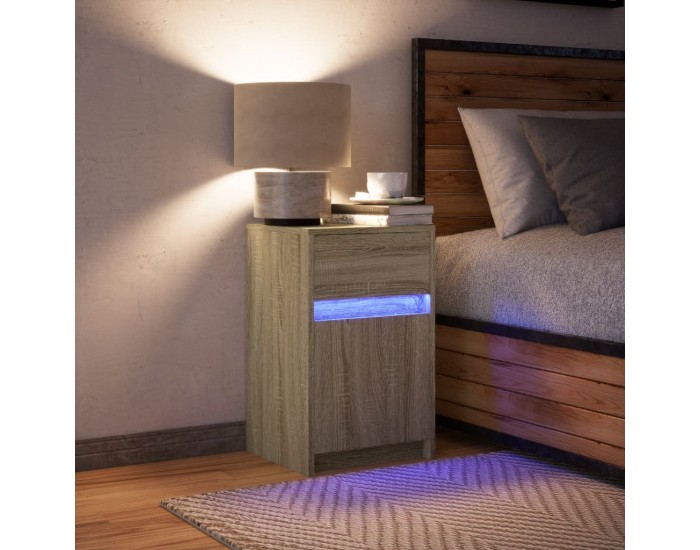 Sonata H Нощно шкафче с LED осветление, дъб сонома, инженерно дърво