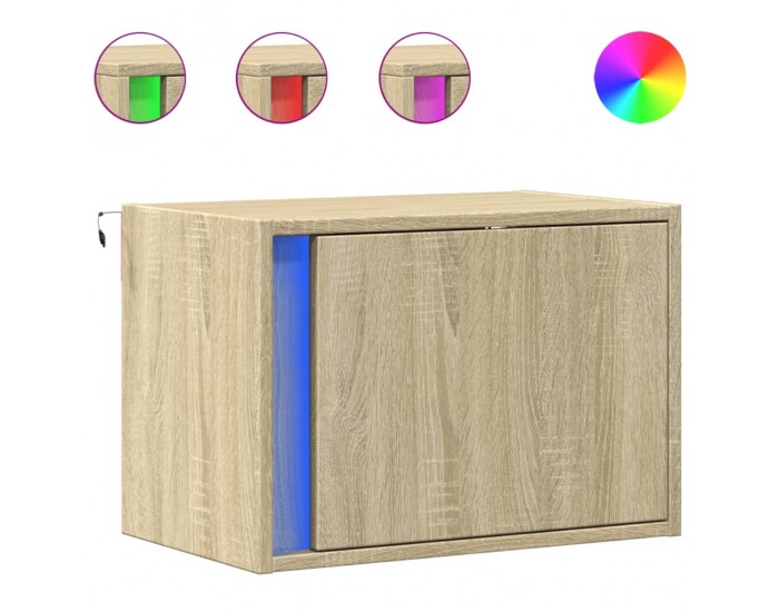 Sonata H Нощни шкафчета за стена с LED осветление, 2 бр, сонома дъб