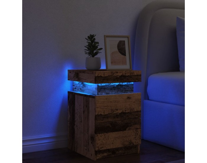 Sonata H Нощно шкафче с LED, старо дърво, 35x39x55 см, инженерно дърво