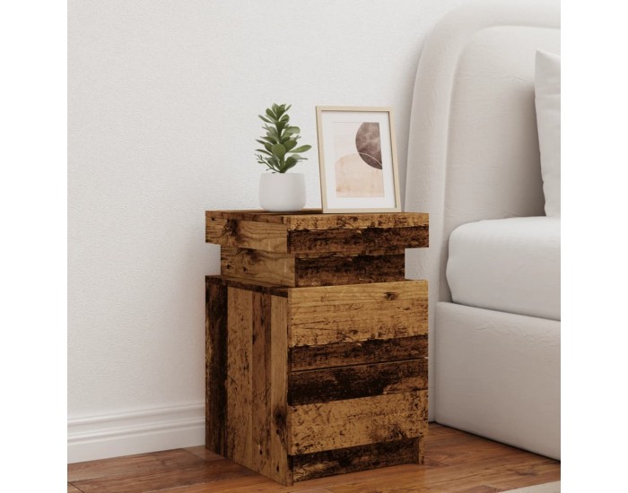 Sonata H Нощно шкафче с LED, старо дърво, 35x39x55 см, инженерно дърво