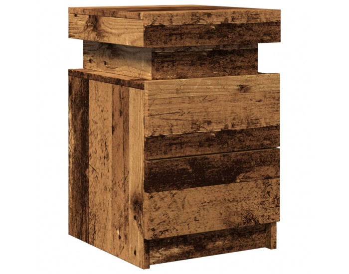 Sonata H Нощно шкафче с LED, старо дърво, 35x39x55 см, инженерно дърво