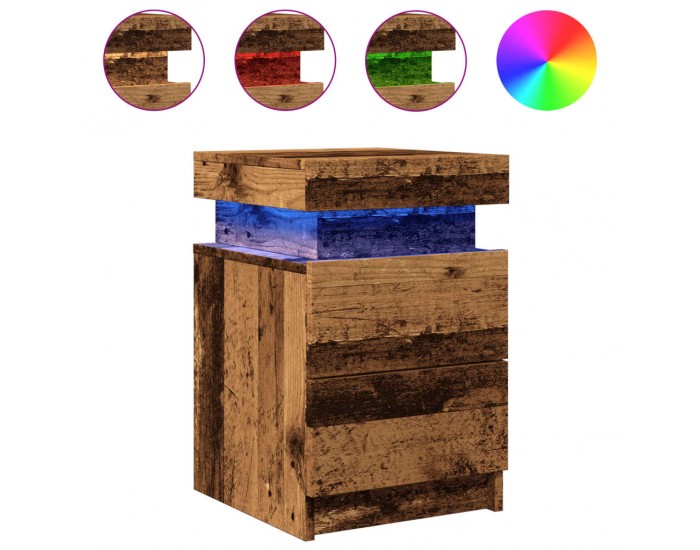 Sonata H Нощно шкафче с LED, старо дърво, 35x39x55 см, инженерно дърво