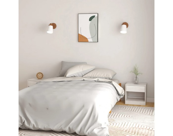 Sonata H Нощни шкафчета, 2 бр, бели, 40x31x40 см, борово дърво масив