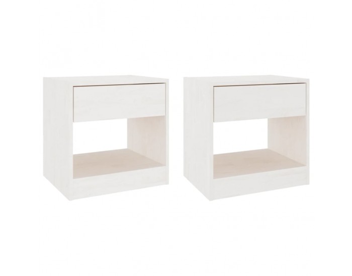 Sonata H Нощни шкафчета, 2 бр, бели, 40x31x40 см, борово дърво масив