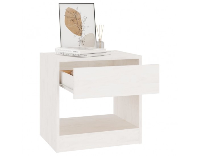 Sonata H Нощни шкафчета, 2 бр, бели, 40x31x40 см, борово дърво масив