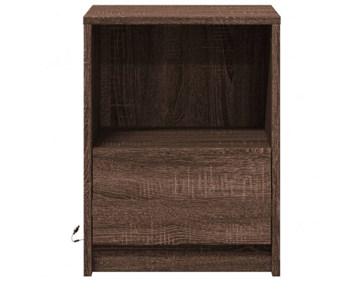 Sonata H Нощни шкафчета с LED, 2 бр, Кафяв дъб, инженерно дърво