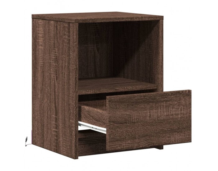 Sonata H Нощни шкафчета с LED, 2 бр, Кафяв дъб, инженерно дърво