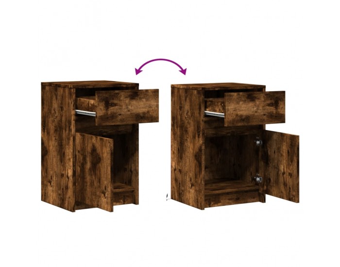 Sonata H Нощни шкафчета с LED, 2 бр, Опушен дъб, инженерно дърво