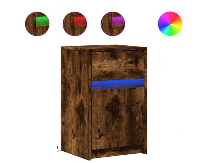 Sonata H Нощни шкафчета с LED, 2 бр, Опушен дъб, инженерно дърво