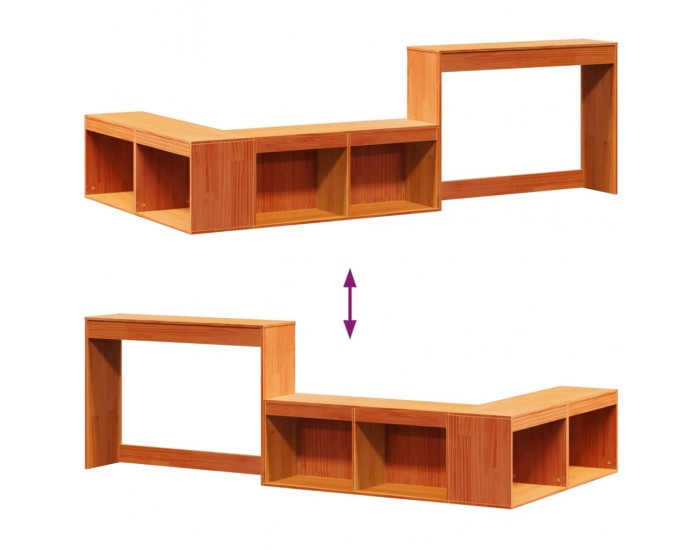 Sonata H Нощно шкафче с бюро, восъчнокафяв, 222x107x75 см, бор масив