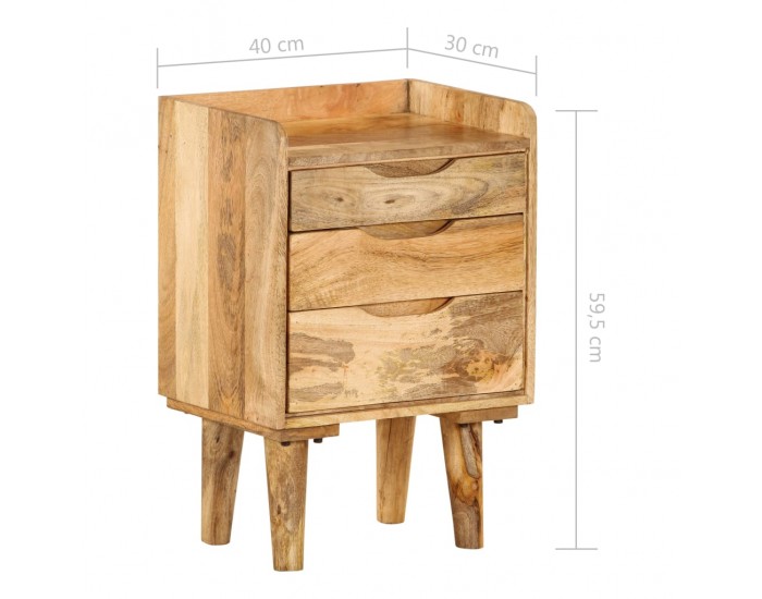 Sonata H Нощно шкафче, мангово дърво масив, 40x30x59,5 см