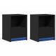Sonata H Нощни шкафчета с LED, 2 бр, черно, инженерна дървесина