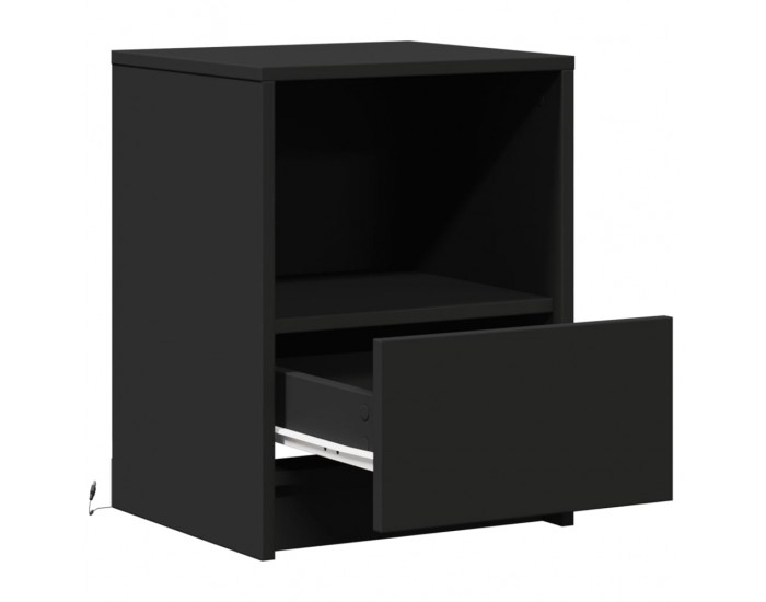 Sonata H Нощни шкафчета с LED, 2 бр, черно, инженерна дървесина