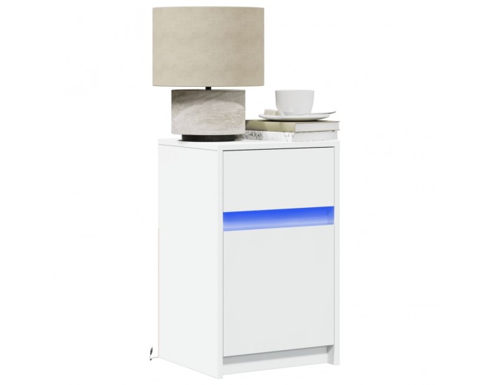 Sonata H Нощно шкафче с LED осветление, бяло, инженерно дърво